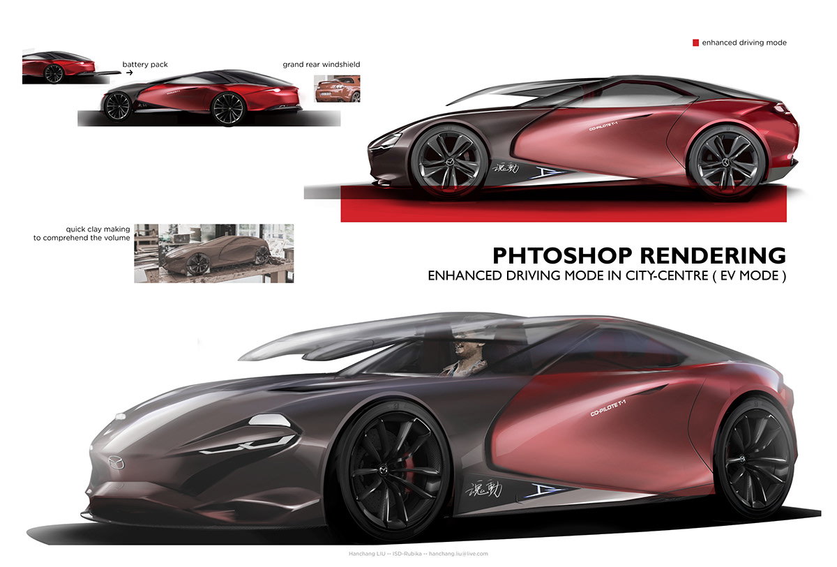 car design Automotive design industrial design  ISD car sketch Photoshop Rendering mazda rx mazda concept mx
