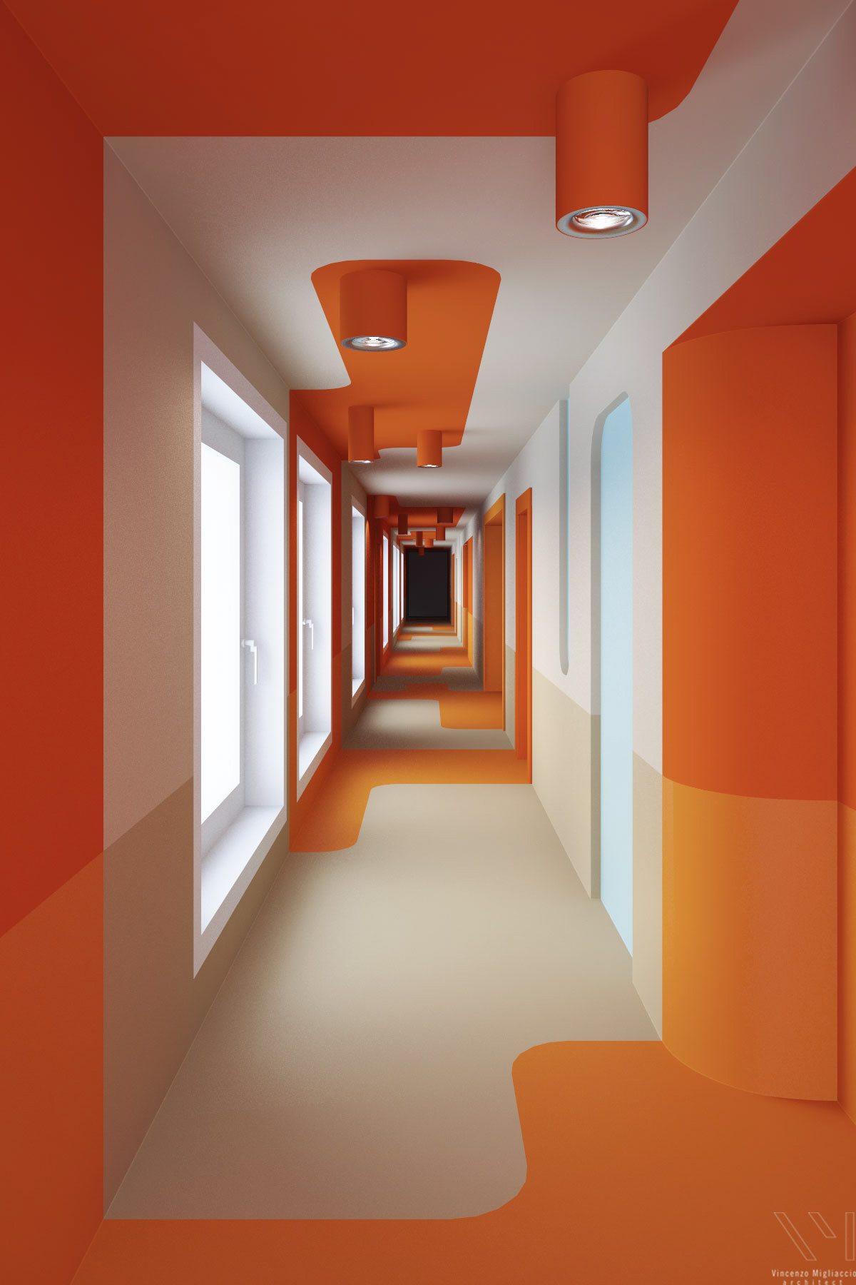 architecture graphic Illustrator corridor orange design