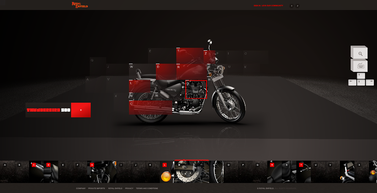 Web  website interactive Flash bikes cool showcase feature royal enfield thunderbird 500