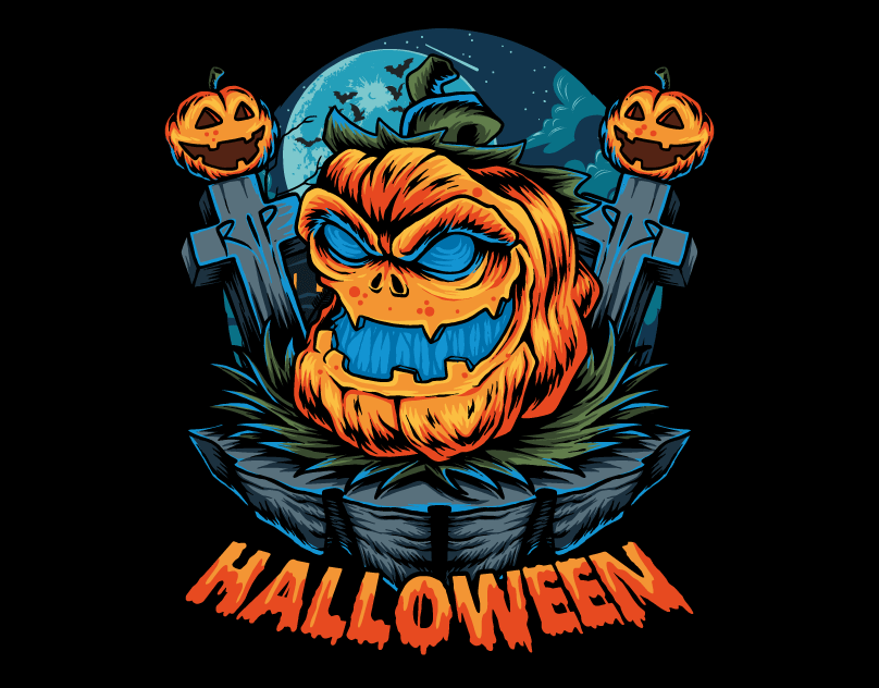 adobe illustrator dark Digital Art  digital illustration Drawing  Graphic Designer Halloween horror pumpkin spooky