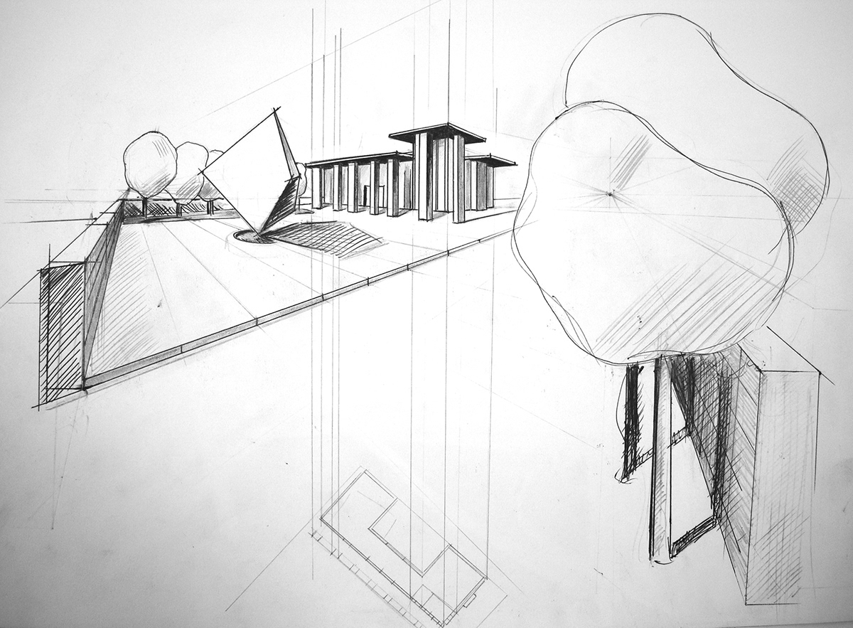 Architectural Drawing  two point Perspective Shad Thames  st pauls  Witham wharf  watercolour  urban plan mima middlesbrough