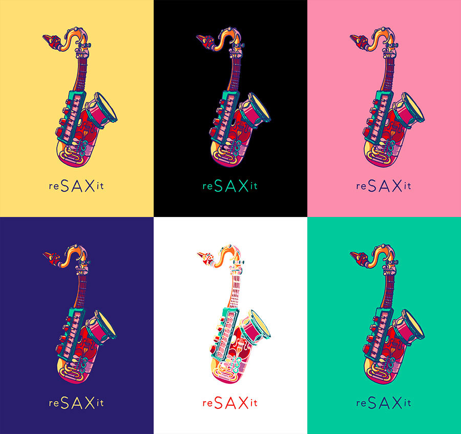saxophone sax ILLUSTRATION  logo