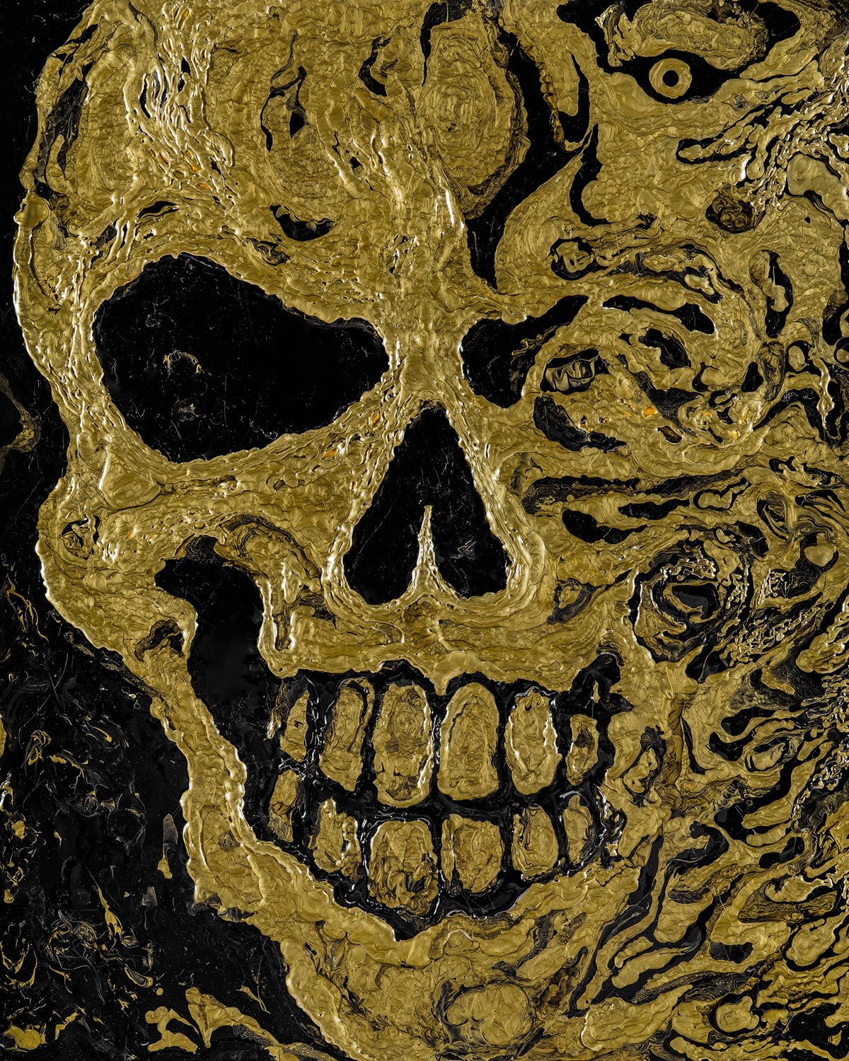 Paintings fine art skull Glue gold abstact