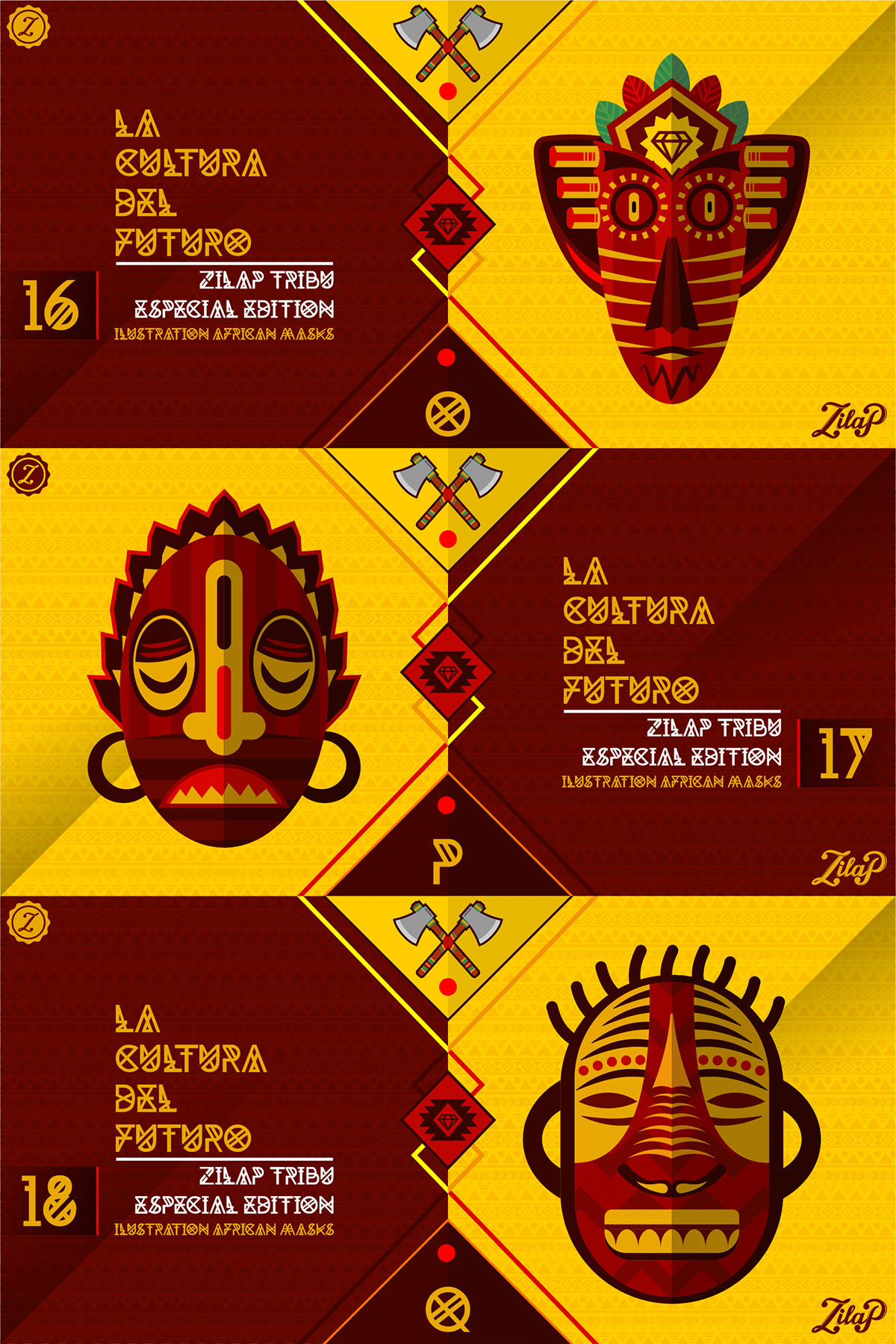 diseño ilustracion fuente nueva mascaras africa cultura futuro especial edición Exclusiva