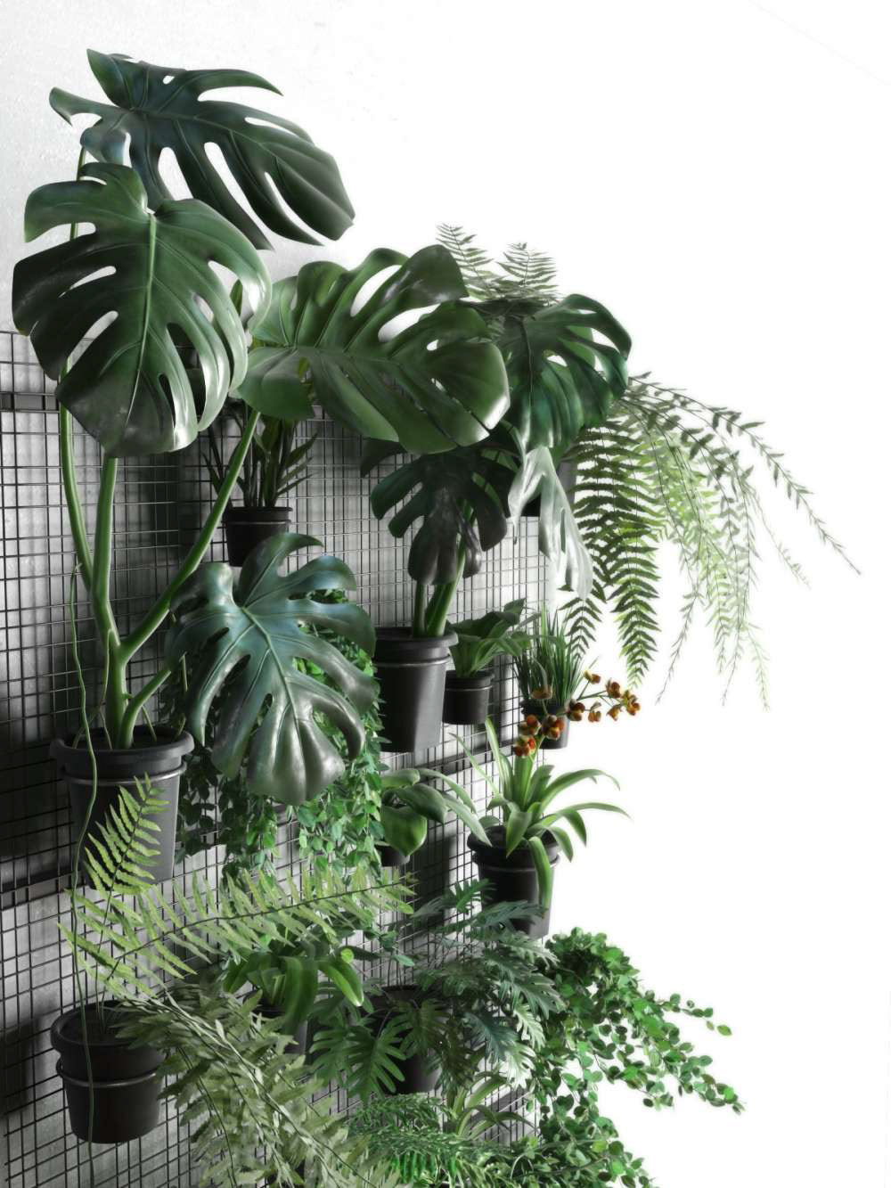  Wall  grid with pot plants  3D  model  on Behance