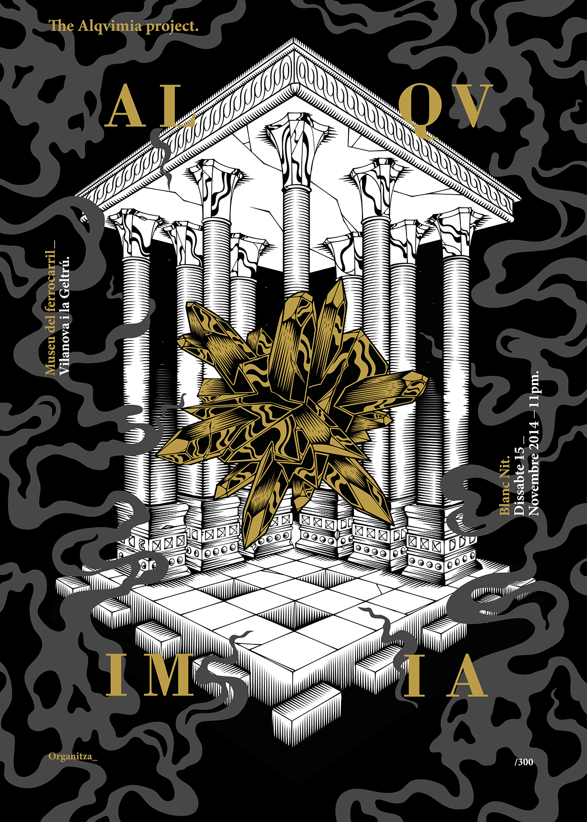 barcelona fest blanc design diseño diseño gráfico poster festival screenprint print black gold alchemy