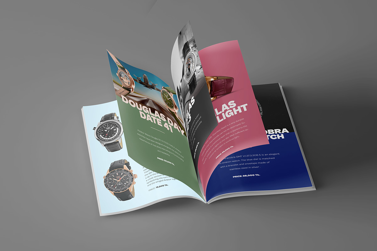 Aviator creative desing social media print design  brochure Layout magazine watch brand catalouge