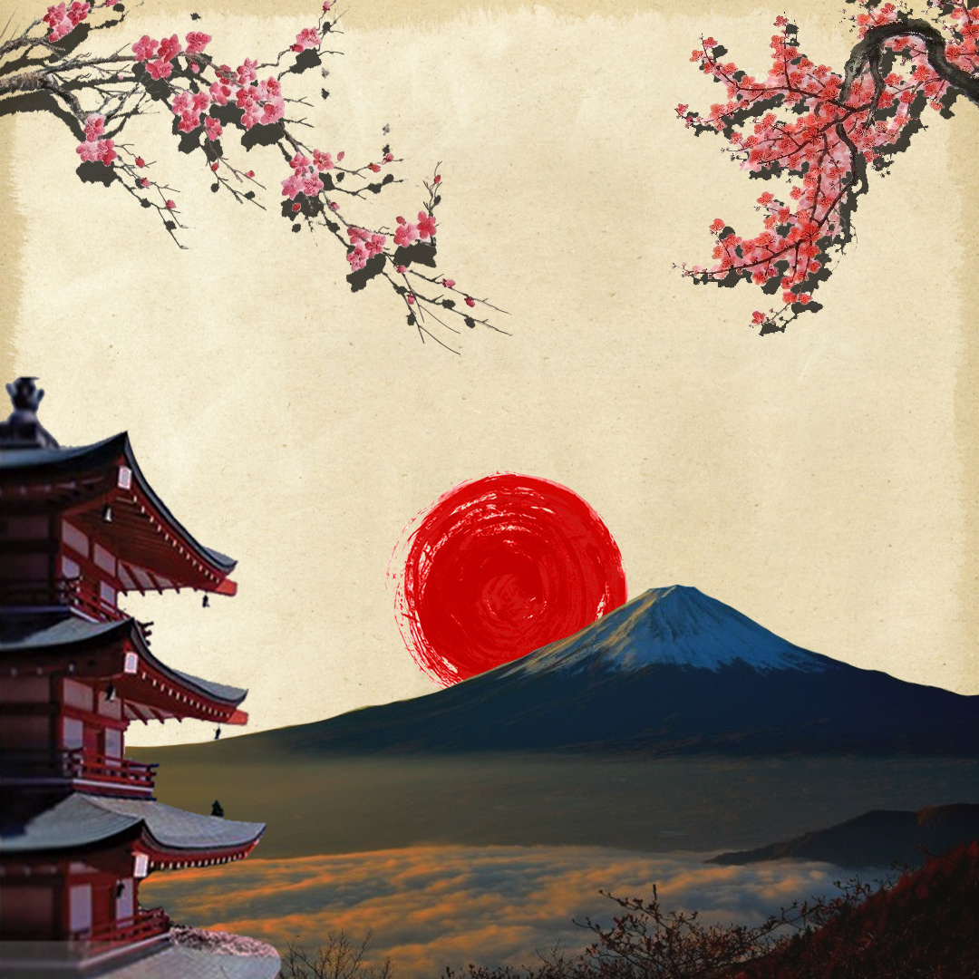 mountains japanese japan Flowers Tree  moon design Graphic Designer Socialmedia designer