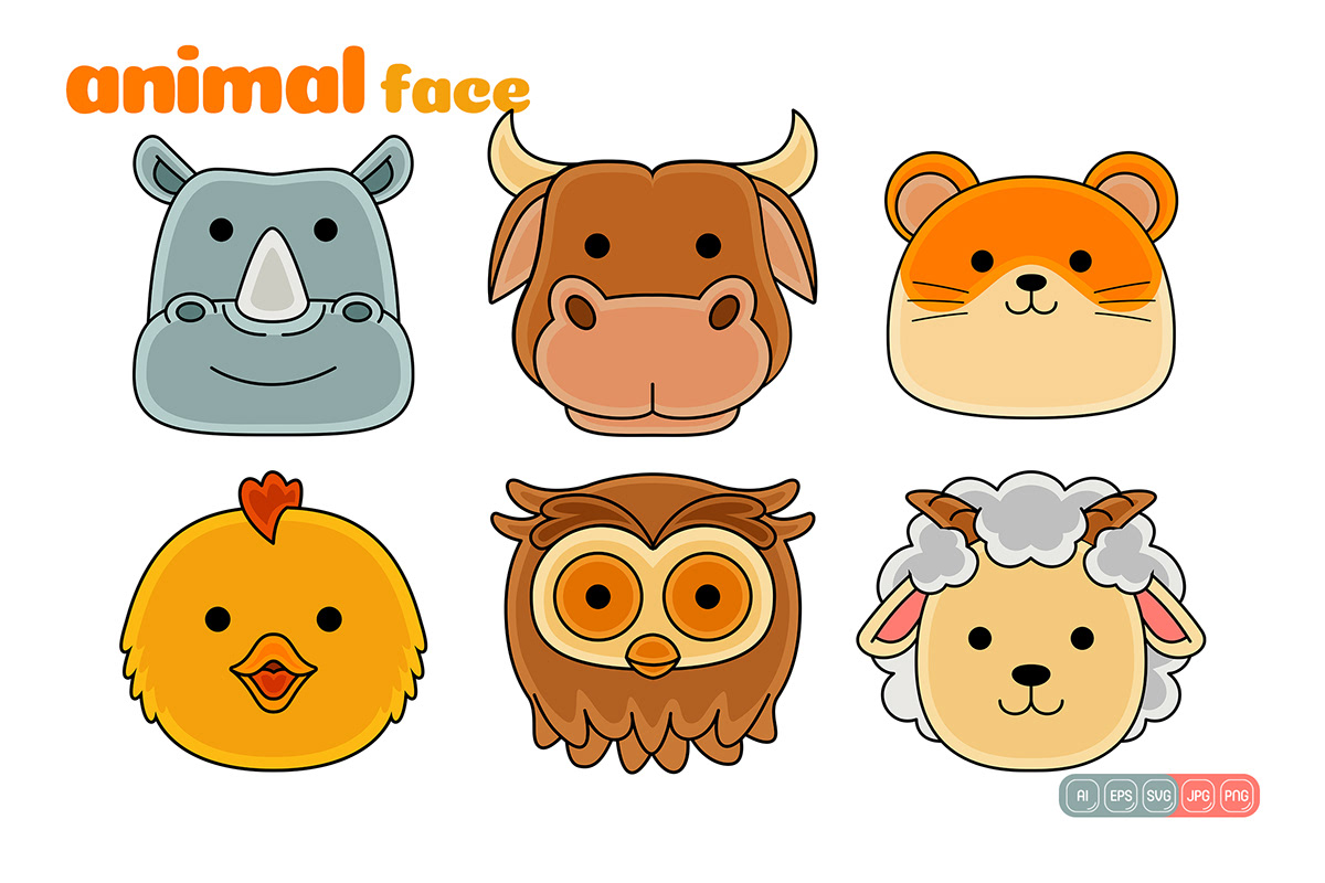 cute animal cartoon vector ILLUSTRATION  face Character bear baby set