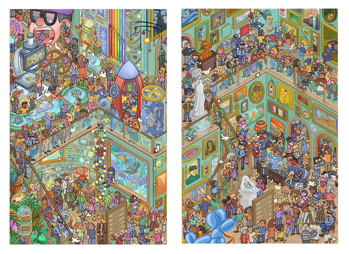 crowd Wimmelbild hidden object Isometric search and find wheres waldo characters museum