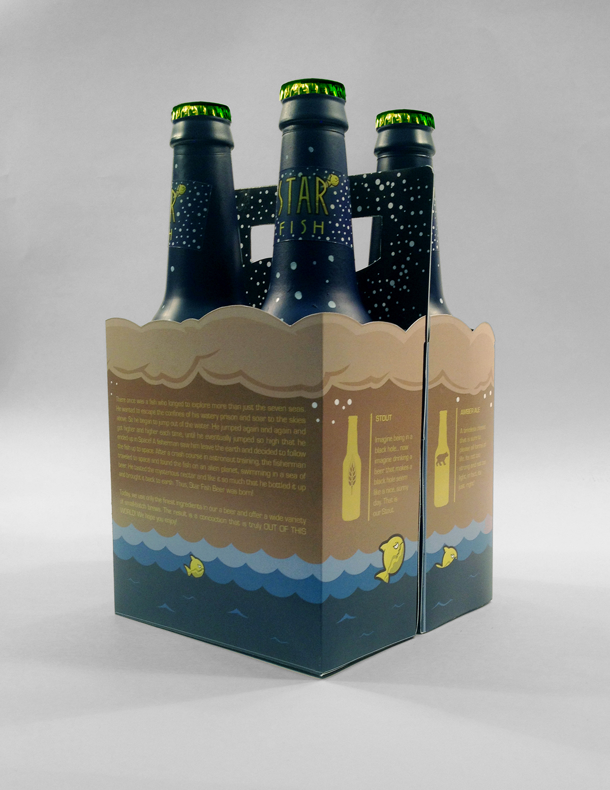 beer fish Space  fantasy Scifi starfish sheepdogdesigns package fourpack carrier Ocean nautical