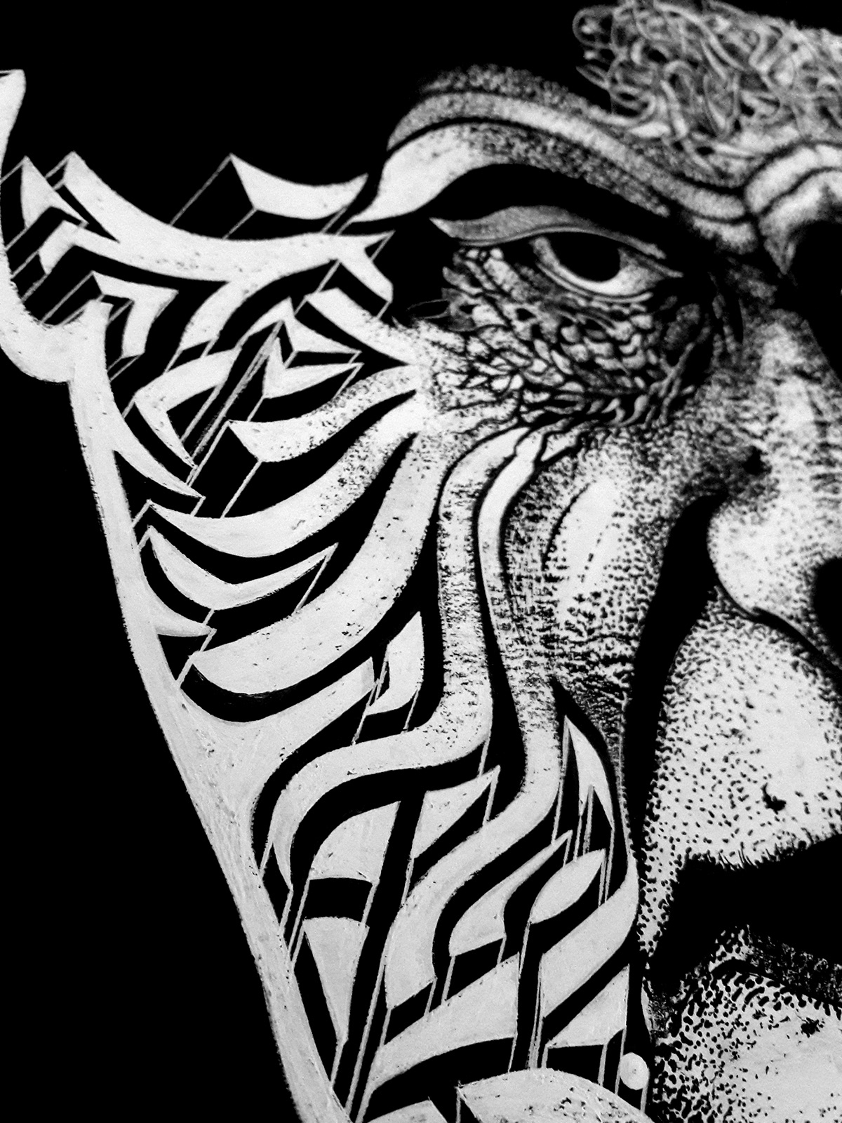 giacometti sculpture Nicolas Skorupka paper watercolour White ink black portrait labyrinth
