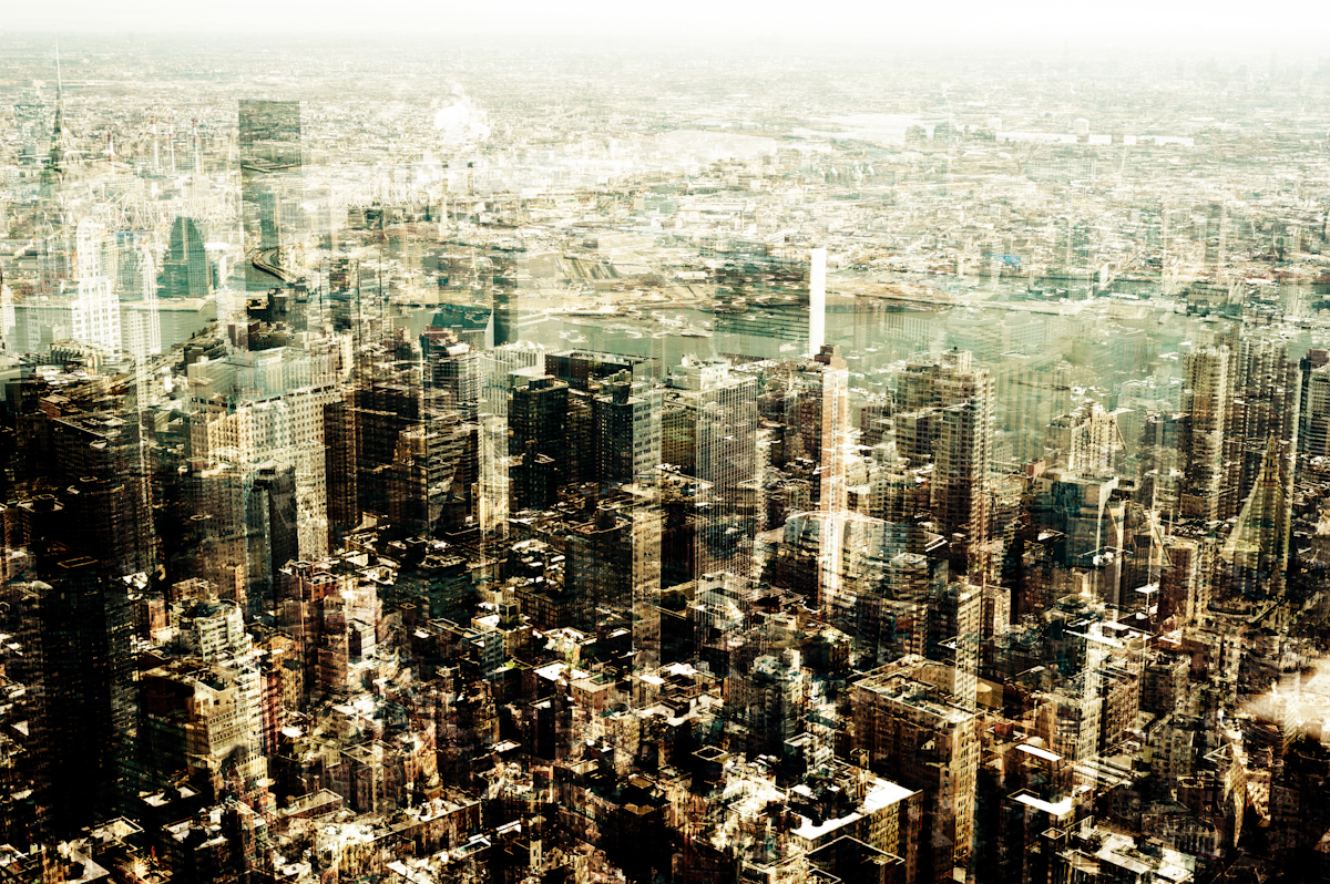 multilayer multi exposure New York city Urban abstract Manhattan sky scraper buildings