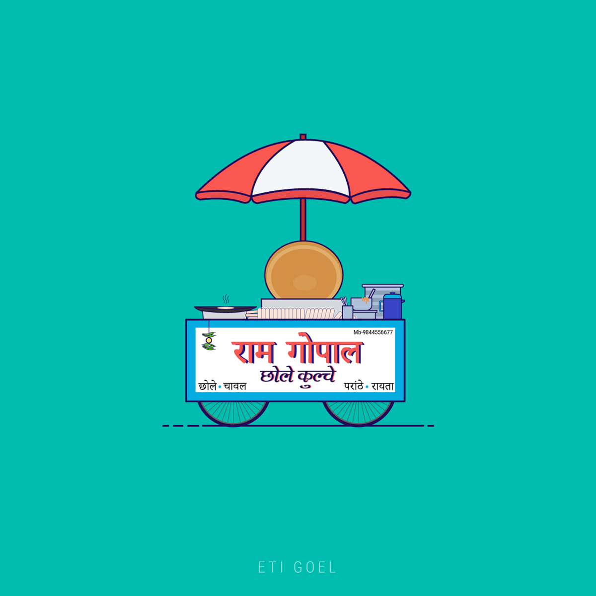 Food  minimal icons indian design Illustrative flat creative