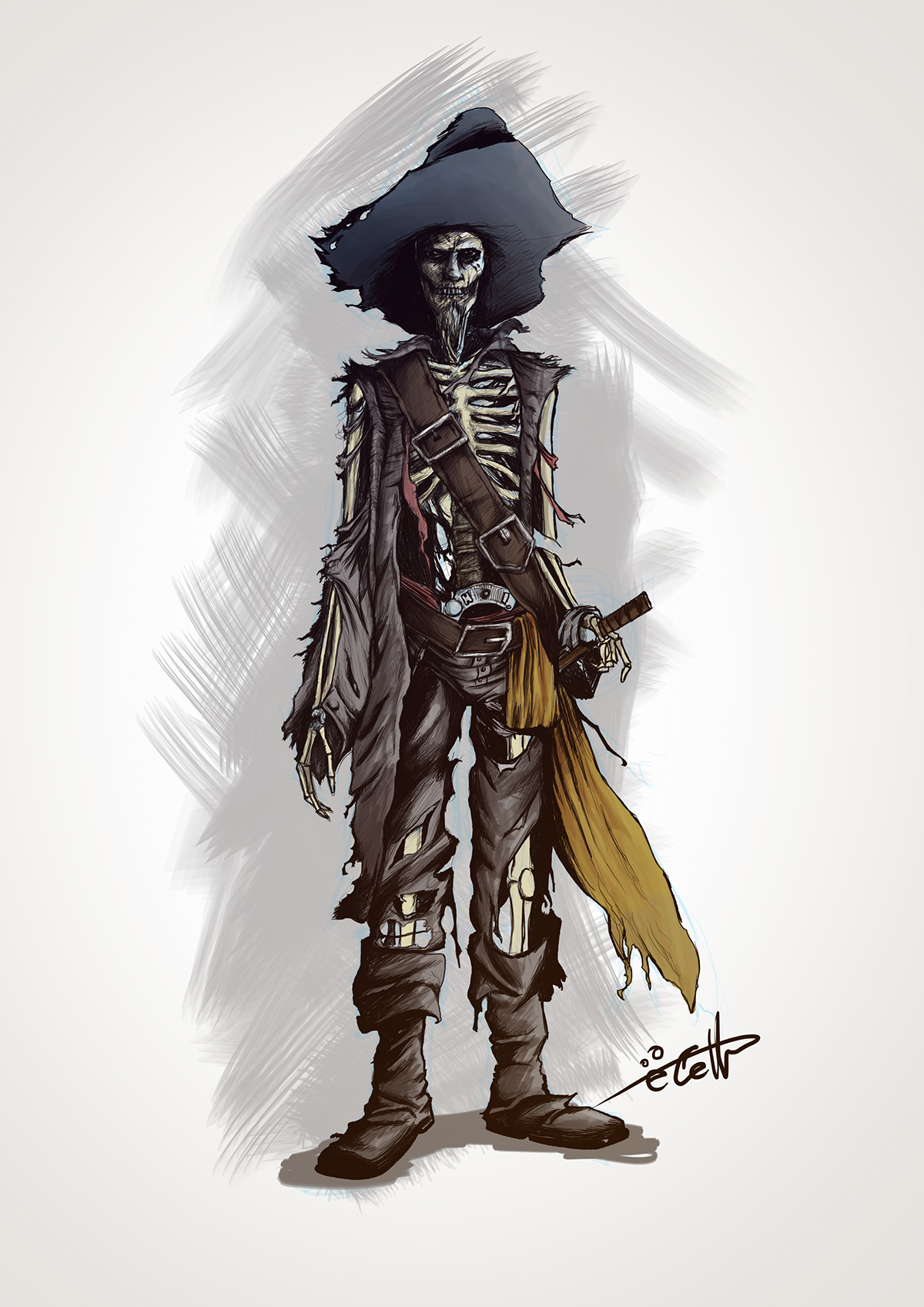 pirate Caribbean disney movie skull captain concept art draw ecell creative design ecello emerson