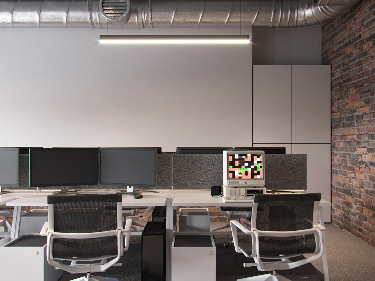 Office design Interior architecture 3D CGI IT LOFT product corona