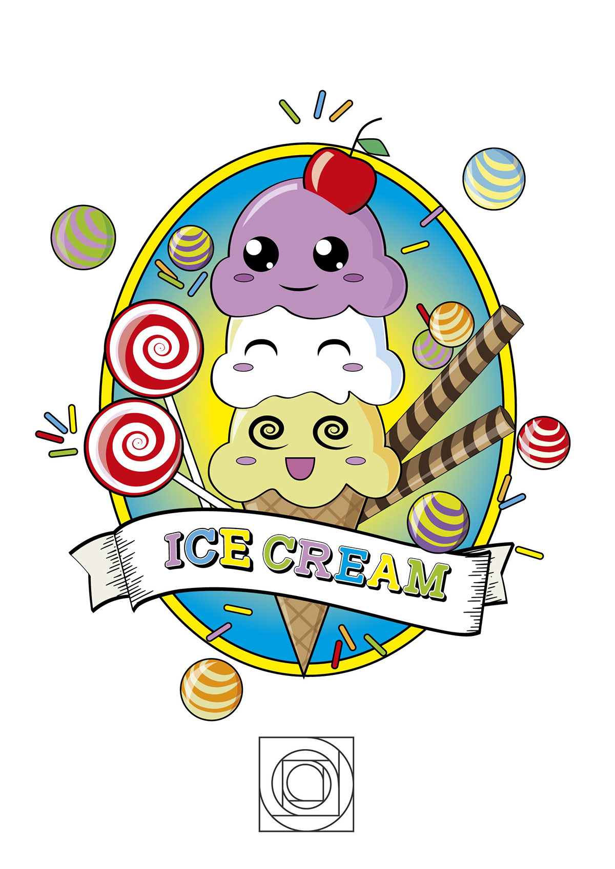 adobe illustrator sweet caramel lollipop icecream cute