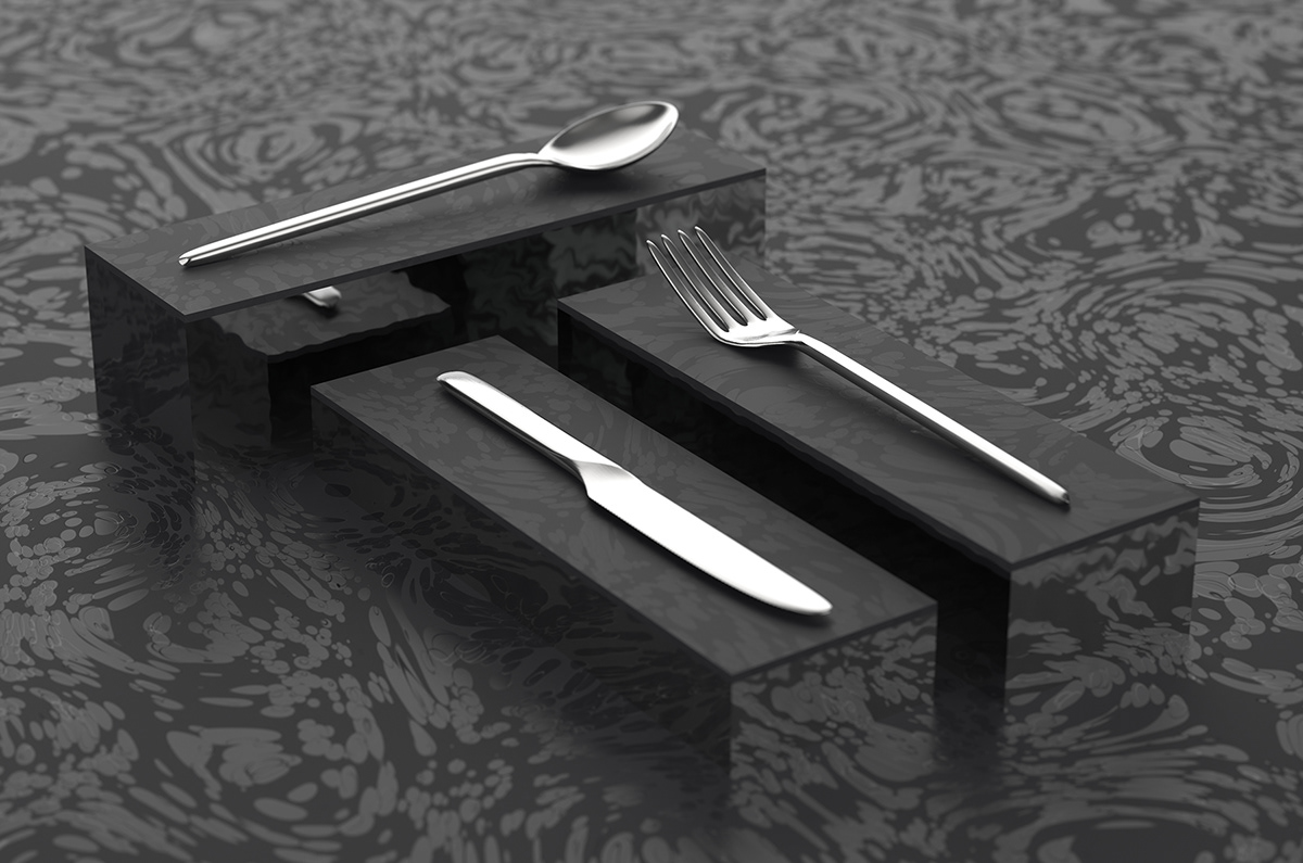 flatware kitchen Render Sculpt silverware surfacing fork knife metal spoon