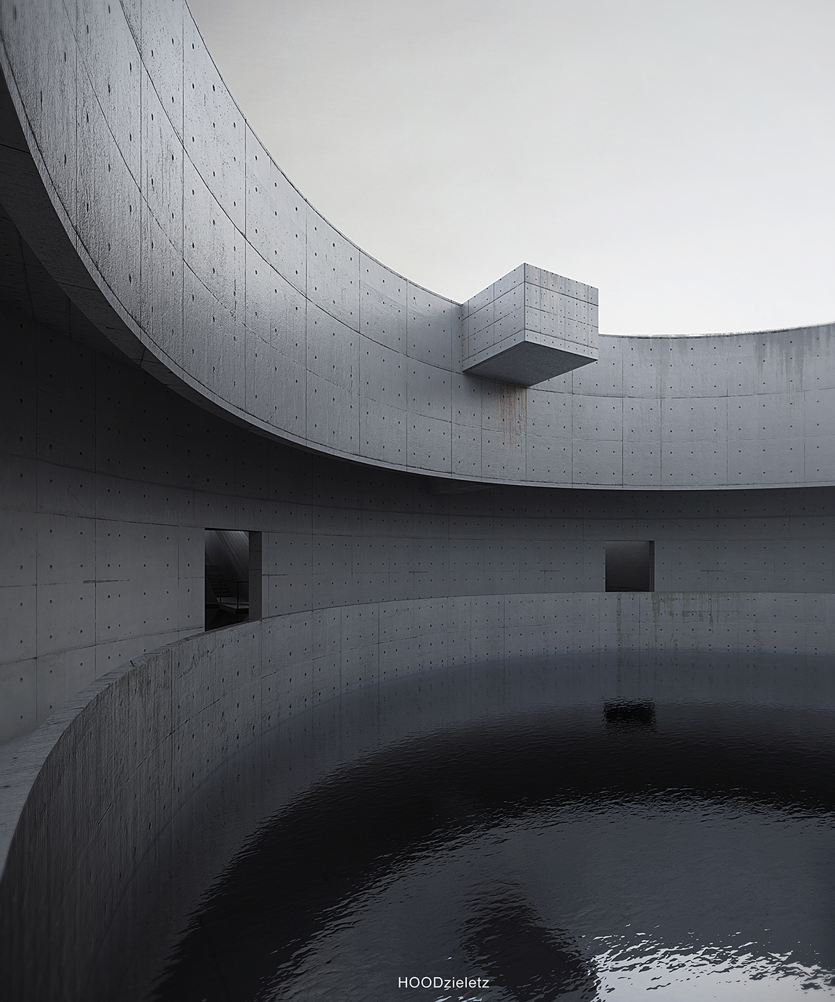 architecture arch crematory visualization Brutalism concrete beton