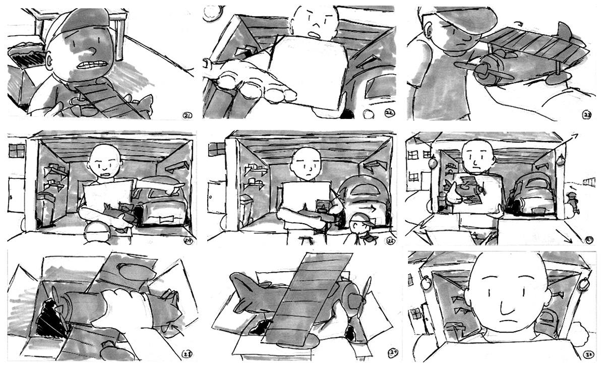 Storyboards Story Writing memories father and son model airplanes