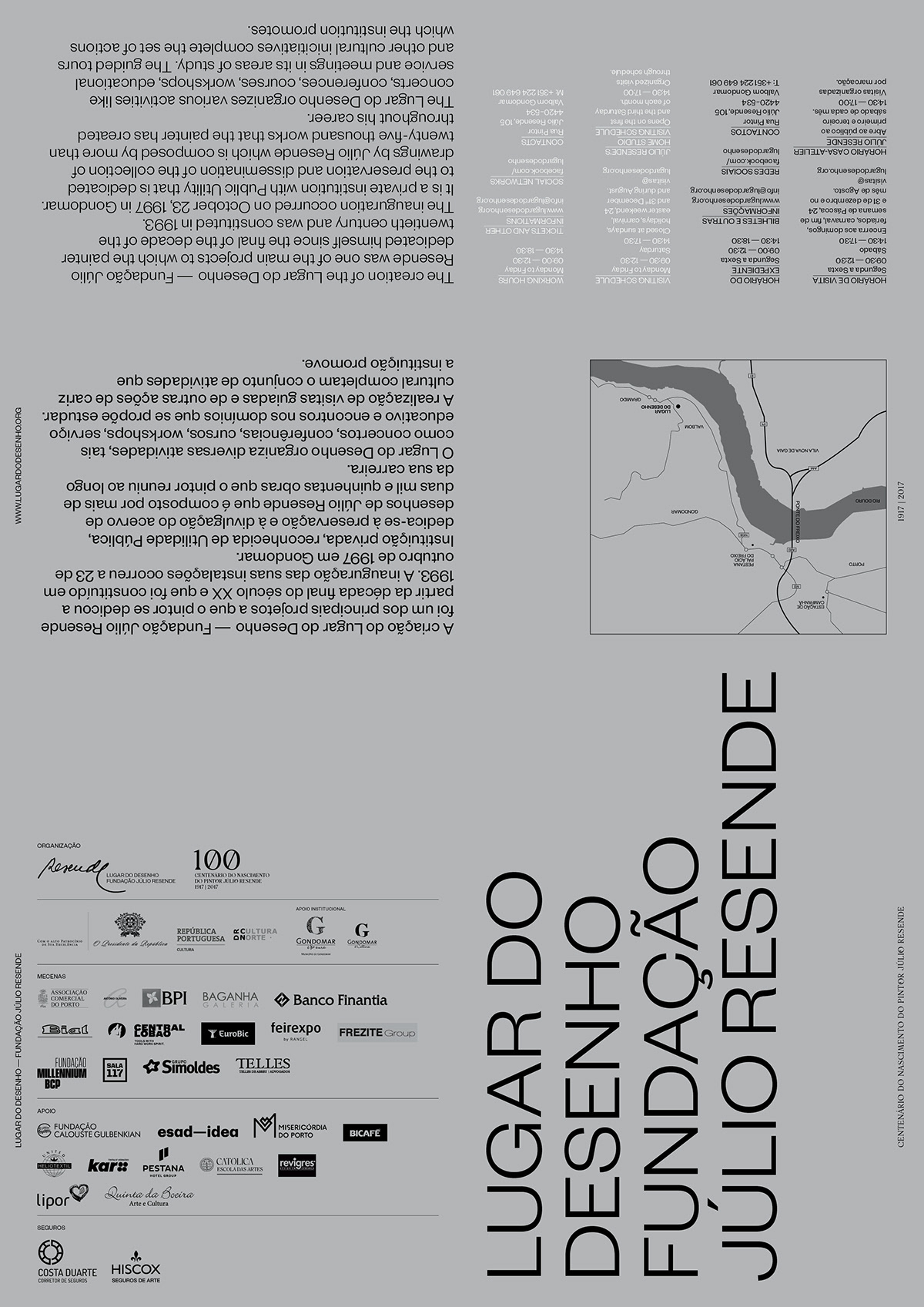 lugar do desenho Júlio Resende fundação júlio resende flyer foldable document metallic Metallic Pantone pantone map typography  