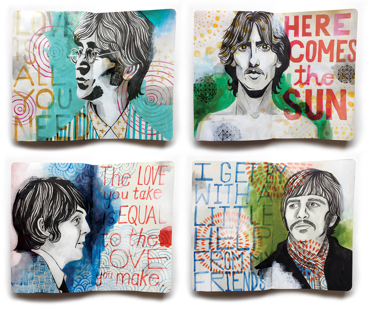 Beatles portraits sketchbook Love