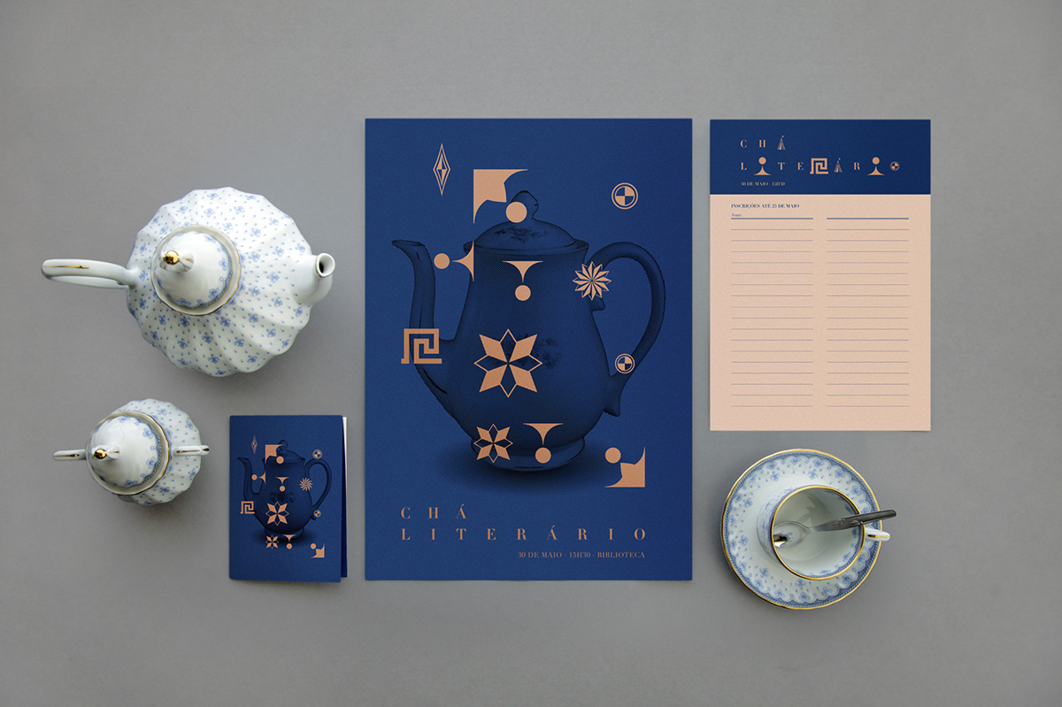 chá literário literary tea visual identity Didot ornaments typo