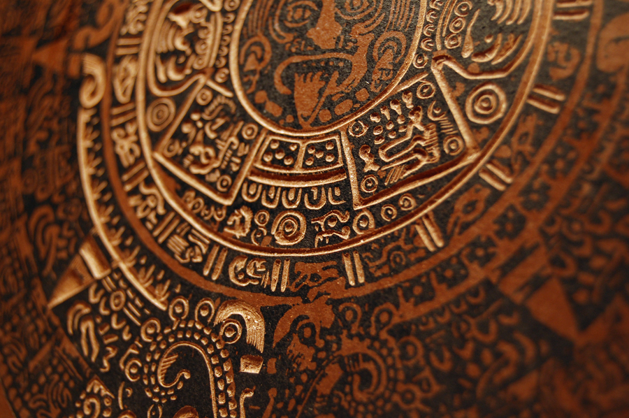 print linocut printmaking letterpress characters Maya mayan calendar apocalypse end of the world card new year 2013