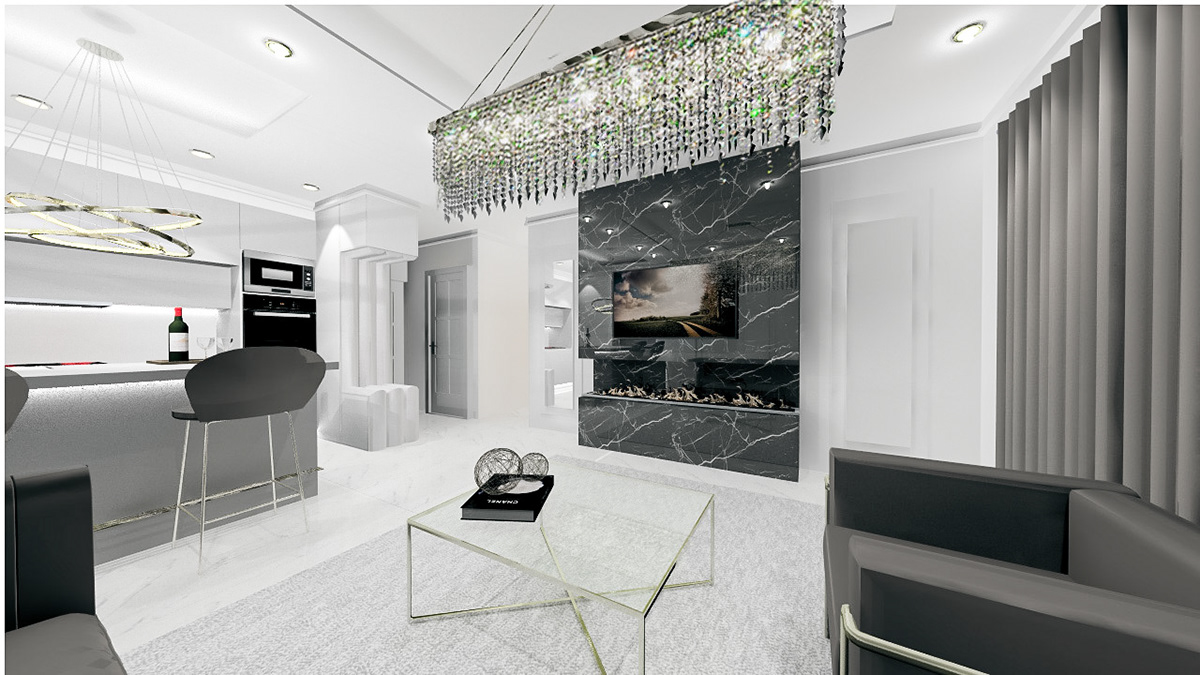 budapest elegant fireplace hungary Interior interior design  luxury Marble modernliving Render