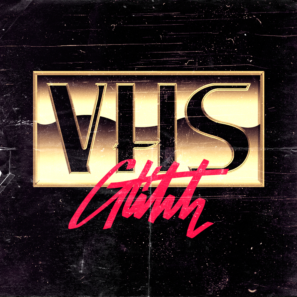 logo design retrofuturistic 80s 1980s vintage arcade videogame vhs Glitch chrome noise Synthwave Retro 80's