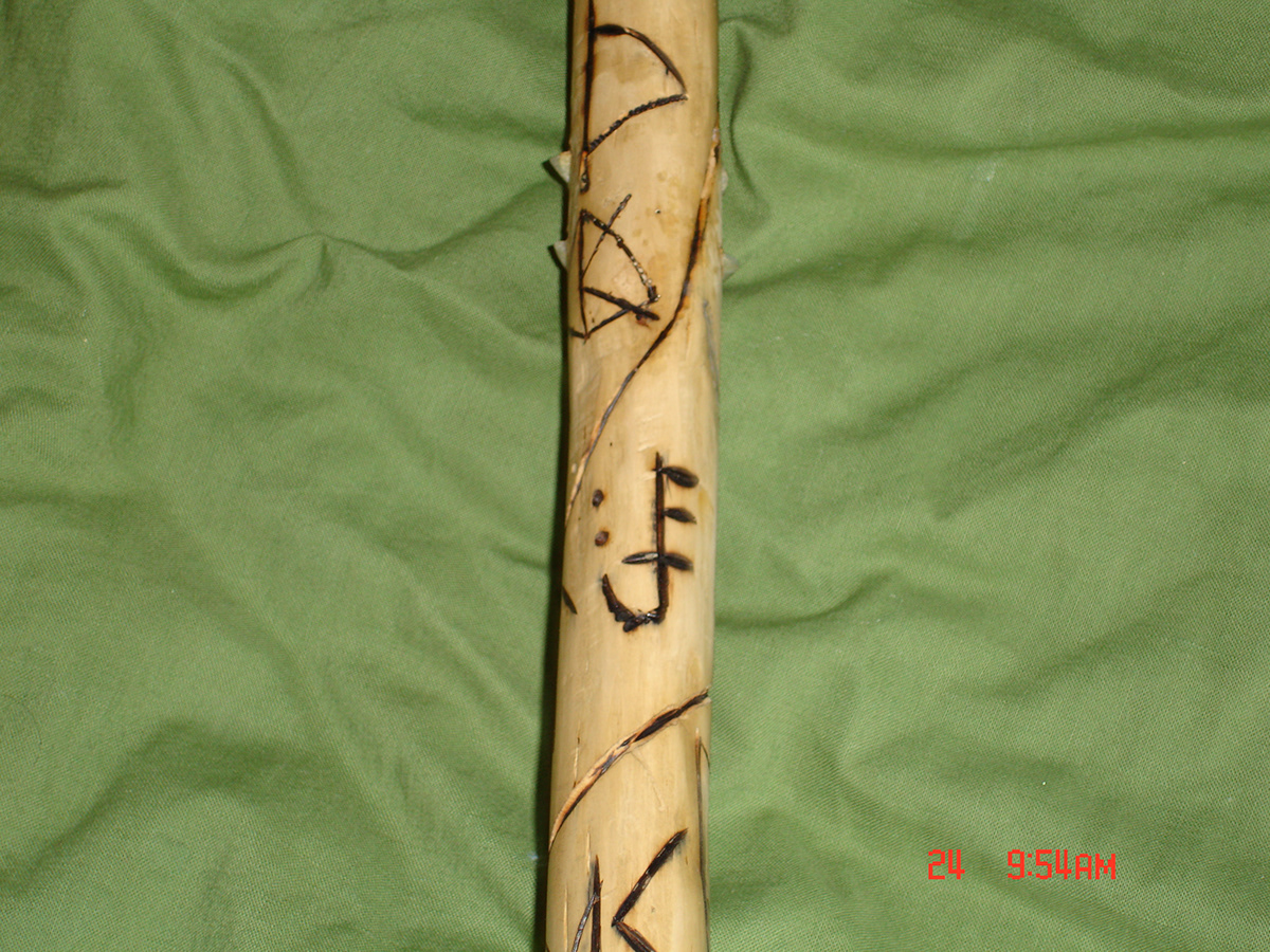 pagan  wood burning wood working  Priest Staff Wicca rune runic Ritual tools religious