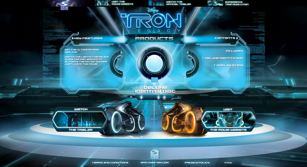 Spin master Website TRON LEGACY