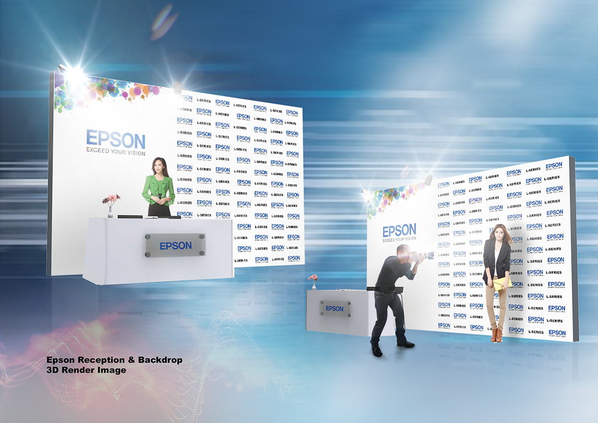 epson reception design Backdrop design EXHIBITION DESIGN //Backdrop photo shooting area