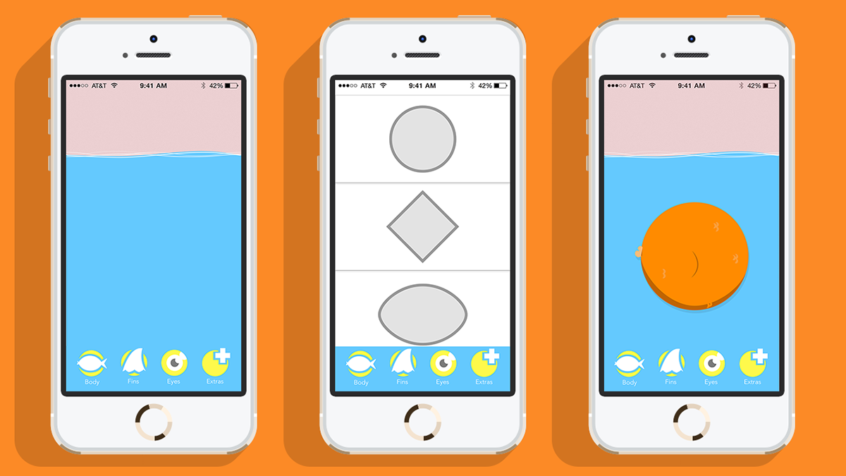 Interface fish orange conservation Conserve water iphone mobile interactive
