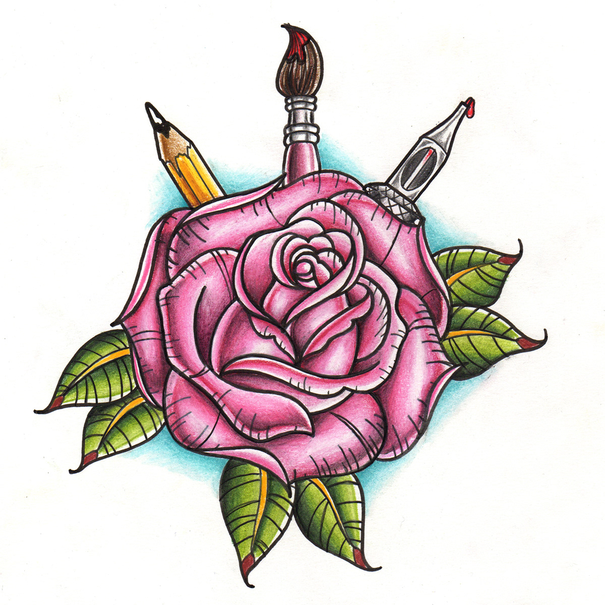 tattoo tattoo design tattoo flash rose colored pencil