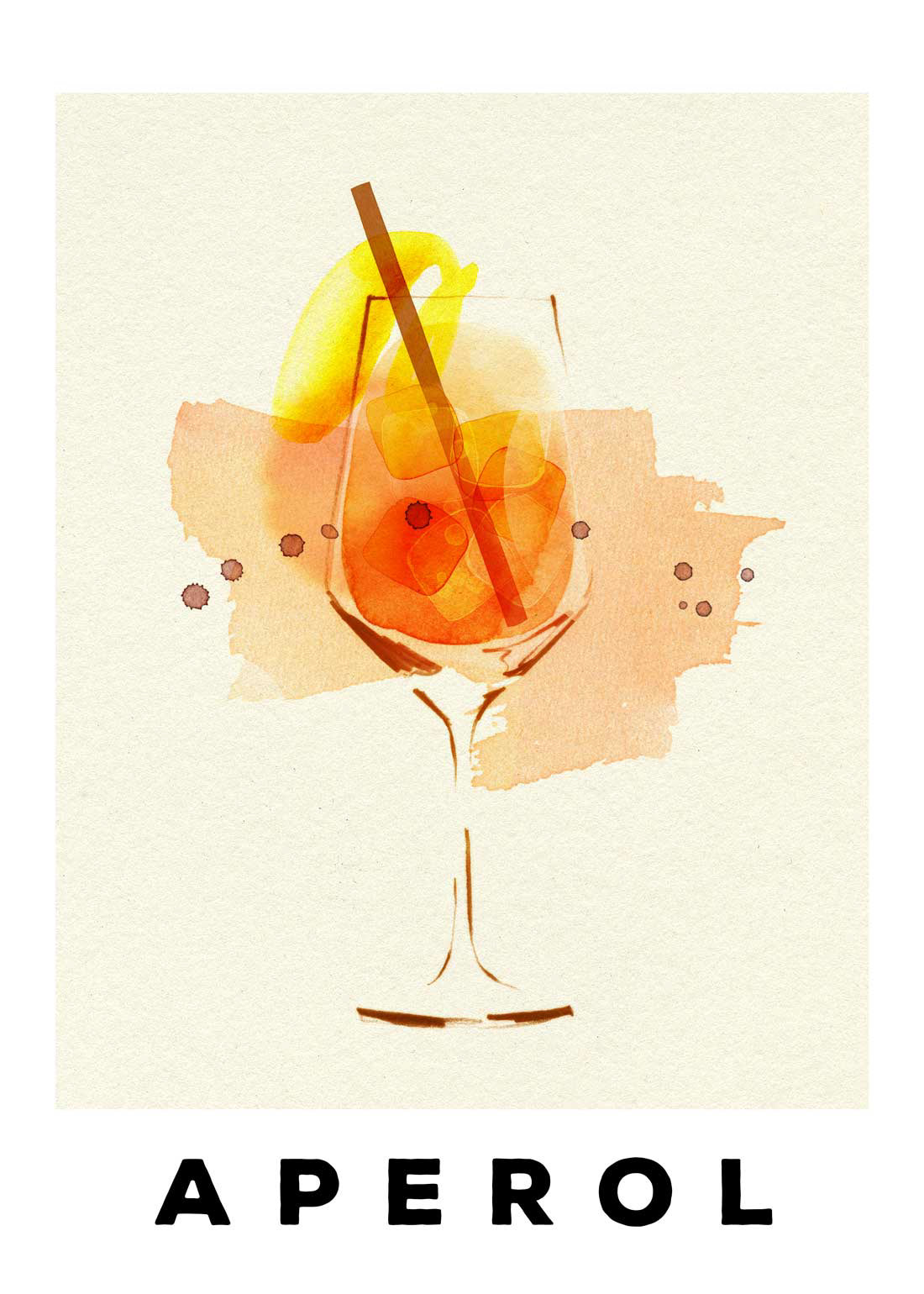 cocktail beverage Food  drinks watercolor Drawing  aperol pencildrawing Negroni gin