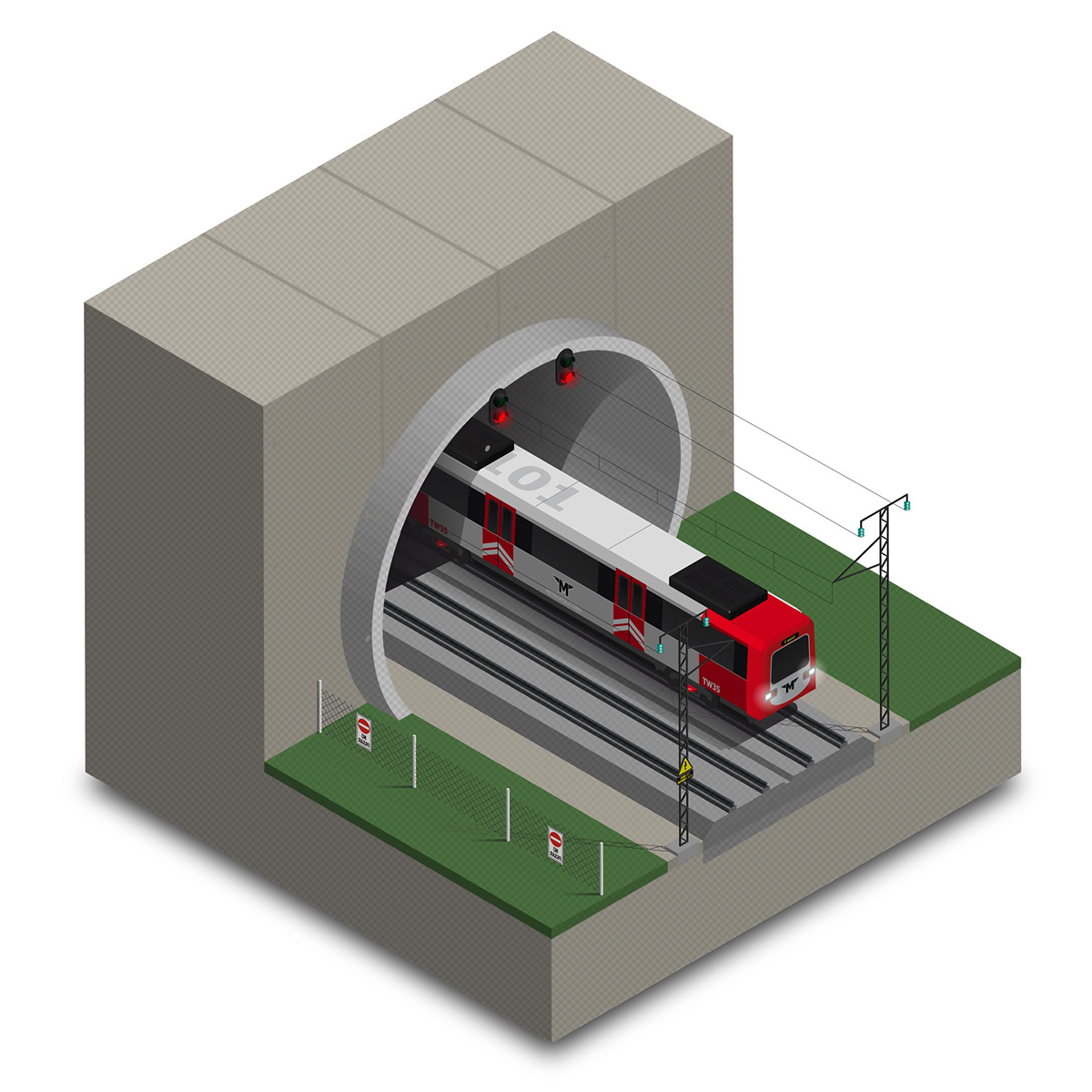 Axonómetrica ilustraciones infografia infographic infraestructura Isometric metro railway trenes vectors