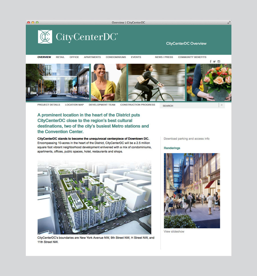 CityCenterDC dc Retail apartments Condominiums Office public spaces brand guidelines brand messaging Web Website barricade signage marketing materials visual guidelines comprehensive branding