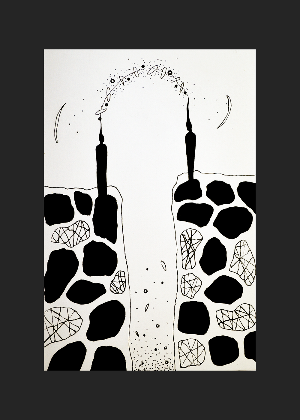 Two Love karma two moon imminency art black and white Illustrator