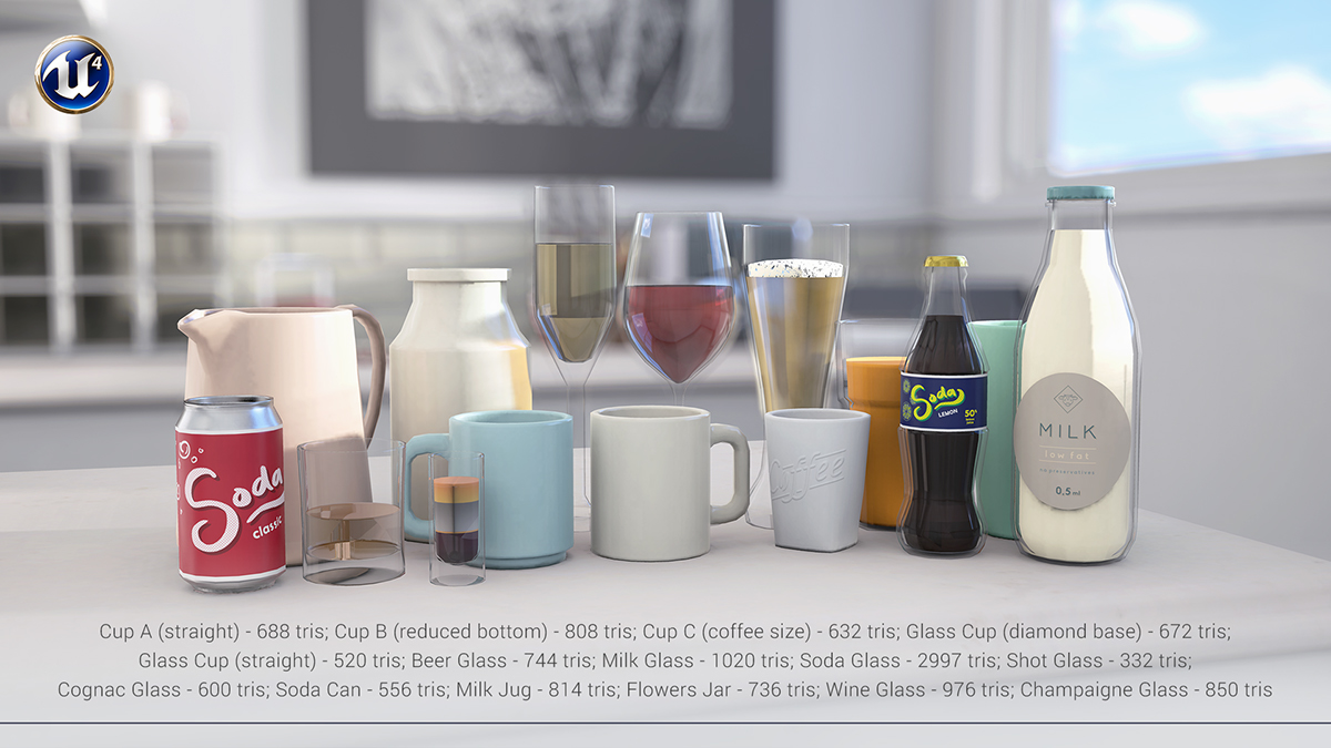 Unreal Engine KITCHENWARE kitchen decor 3D dish tableware Interior visualisation presentation objects packaging design