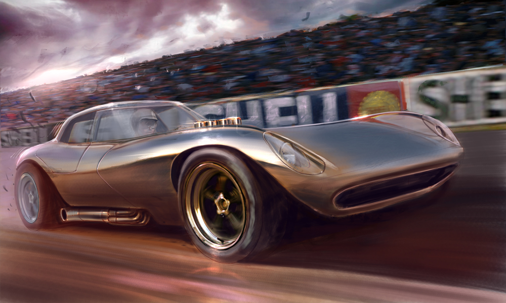 race car 60's racing dwayne vance automotive illustration race car image old racing 1964 cheetah ford cobra