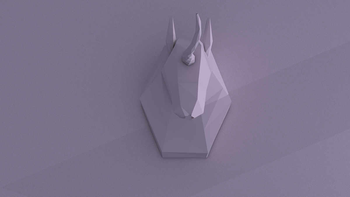 Low Poly 3D cinema4d c4d animals heads mufflon unicorn Rhino elephant paper color