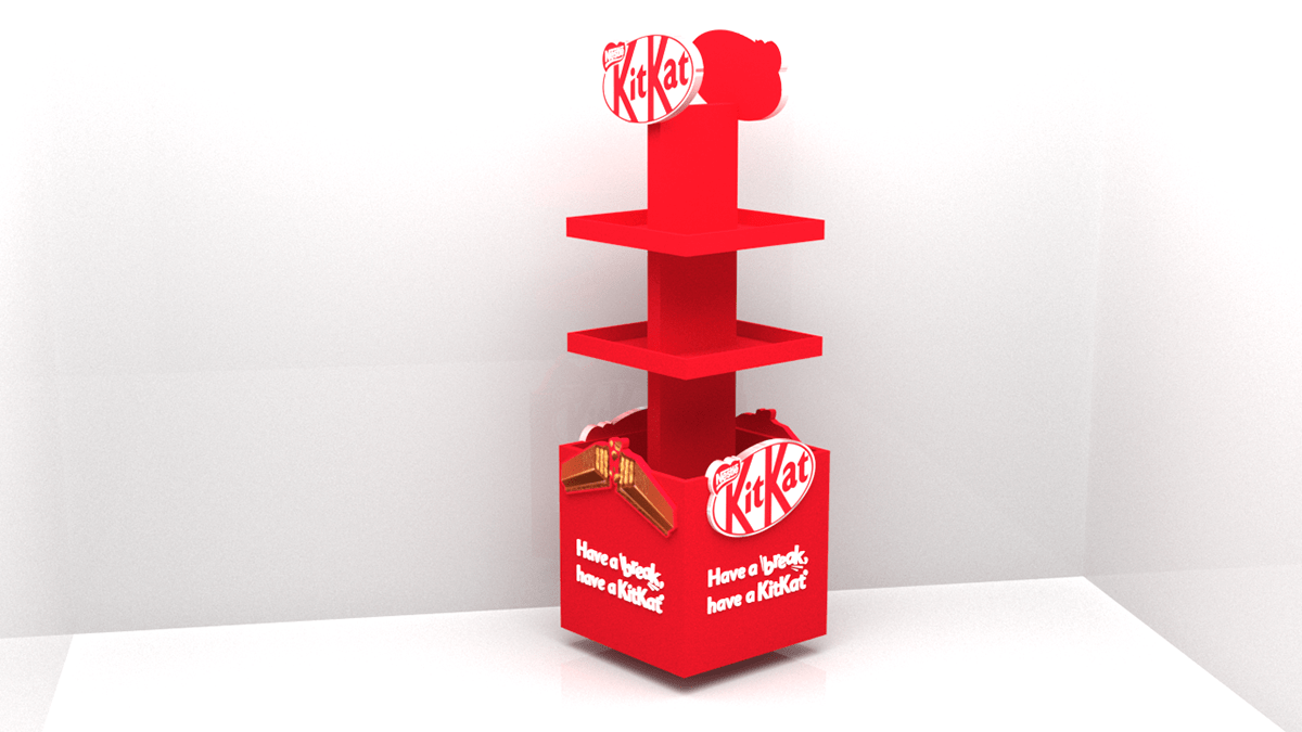 3D Display kitkat nestle Render Shopping Stand visualization