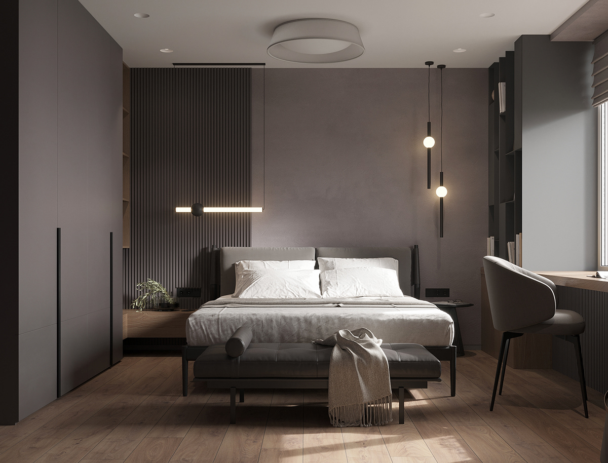 grey Grey apartaments Interior interior design  komod livingroom Modern Design visualization