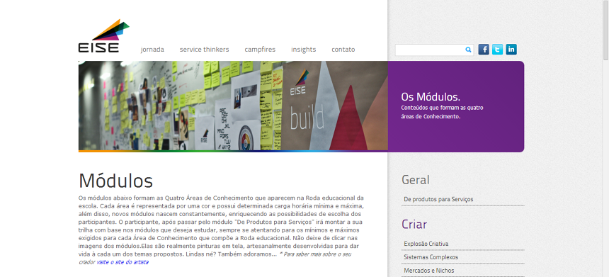 web site escola inovação serviços EISE desenvolvimento wordpress Brazil