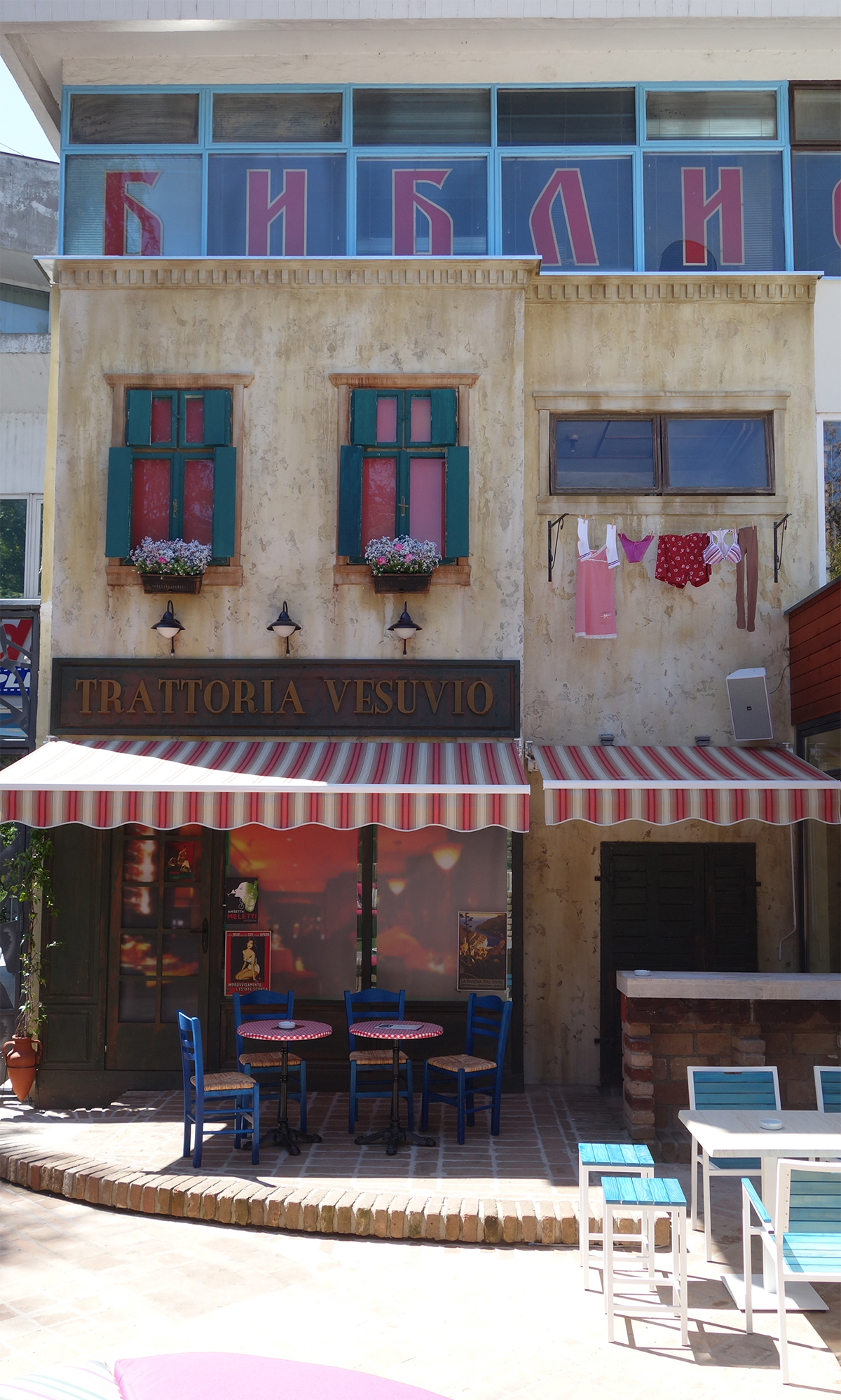 cafe restaurant facade italian backdrop set design