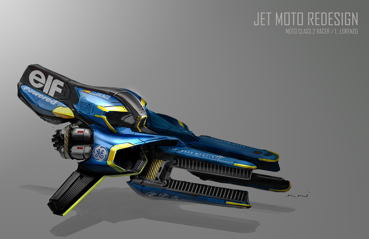 jet moto video game entertainment design concept art Racing flying motorcycle