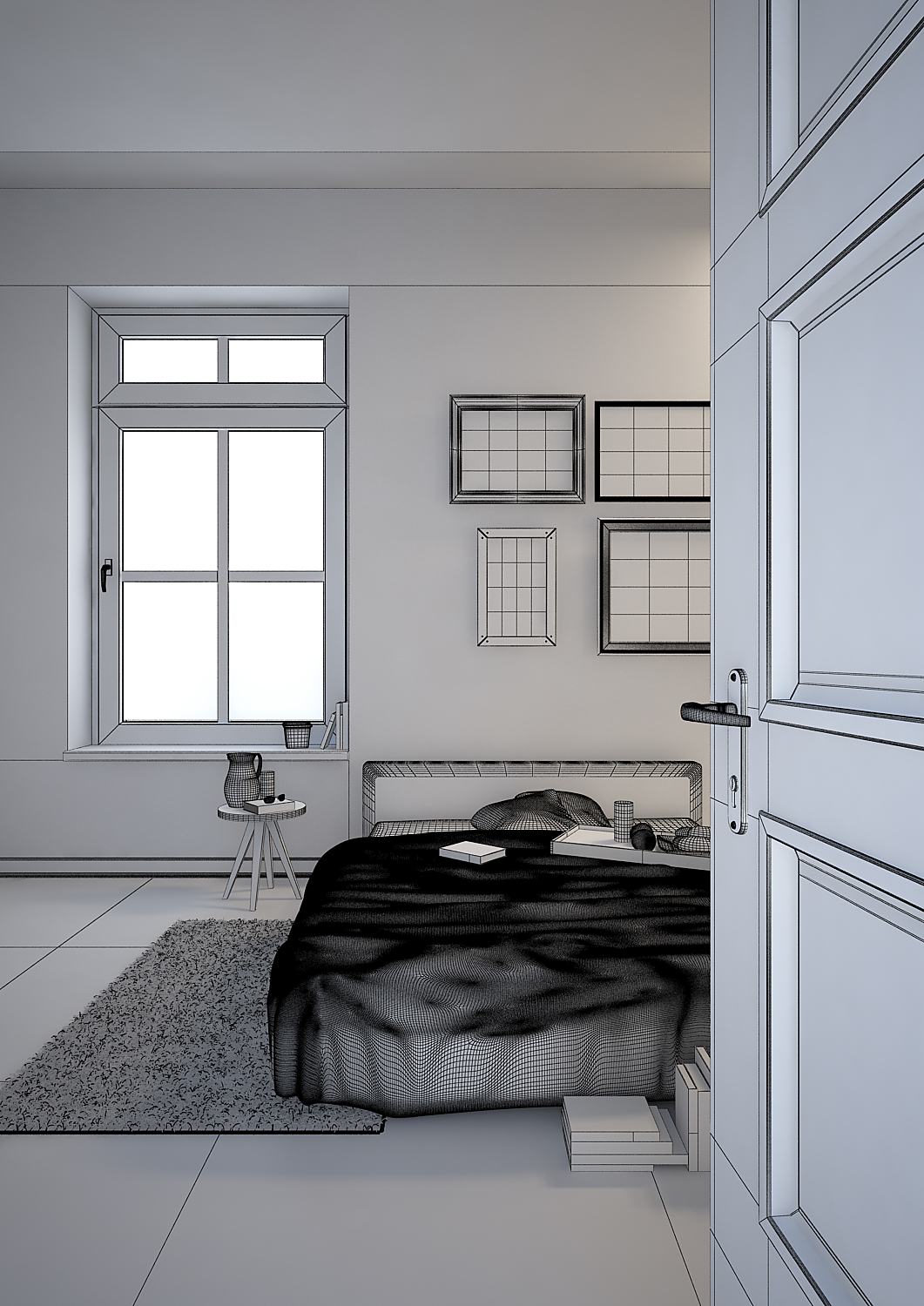 Alessandro Berti  3ds max photoshop nordic bedroom interiors 3D rendering CGI lighting