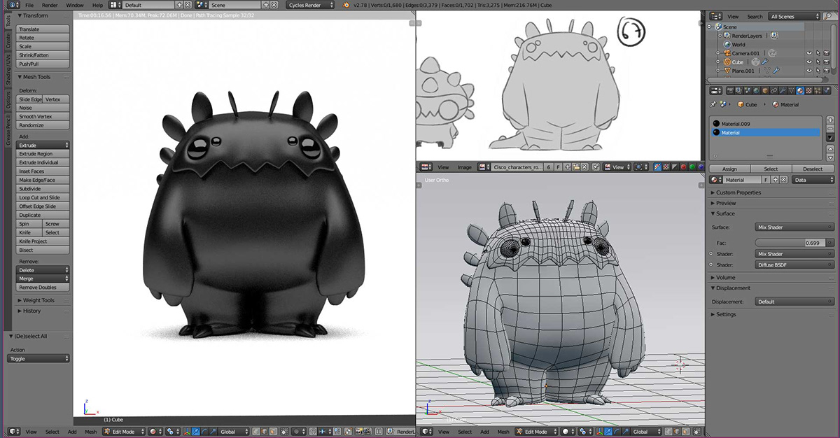 Adobe Portfolio Character design  3D blender modeling monsters