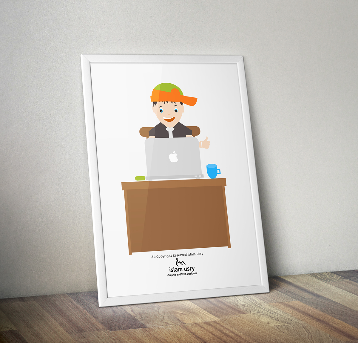 Character graphic art brown red design mac user flat color